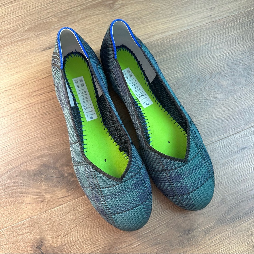 Rothy’s Pine Plaid Round Toe Slip On Shoes